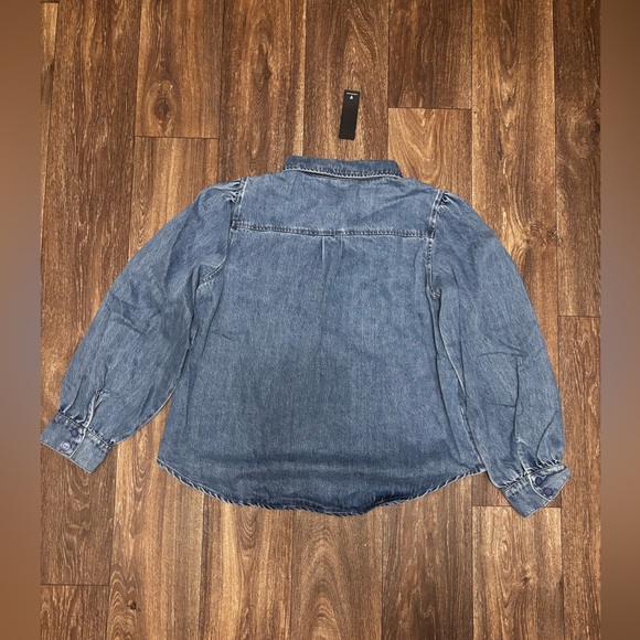 LULU’s Notoriously Chic Medium Wash Denim Button-Up Top - Picture 4 of 7